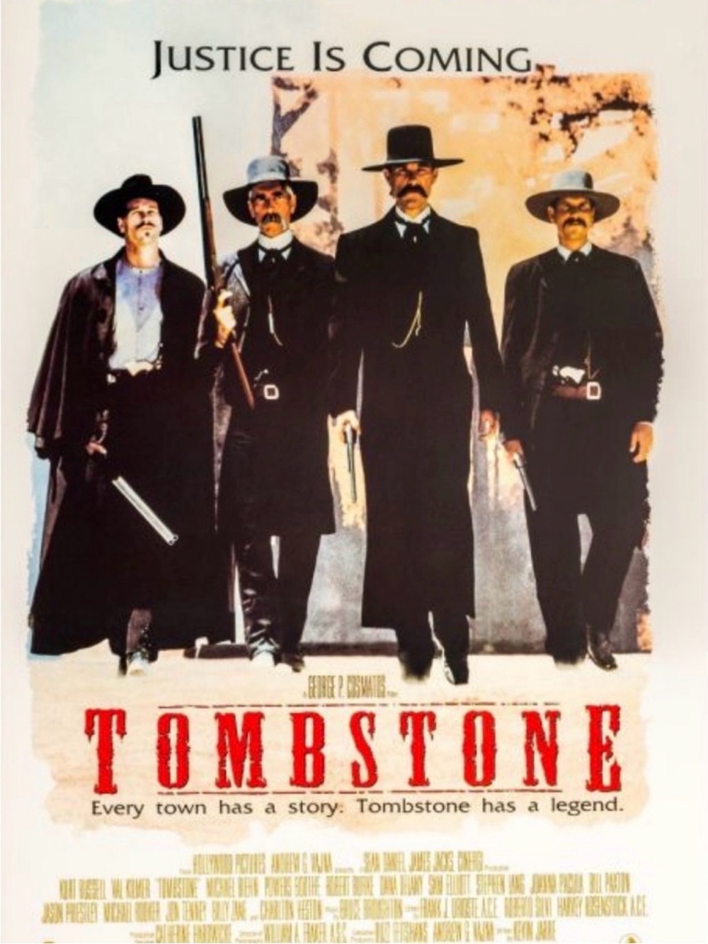 Tombstone Movie Poster - 'Justice Is Coming' Sprox Size 24x36 Inches